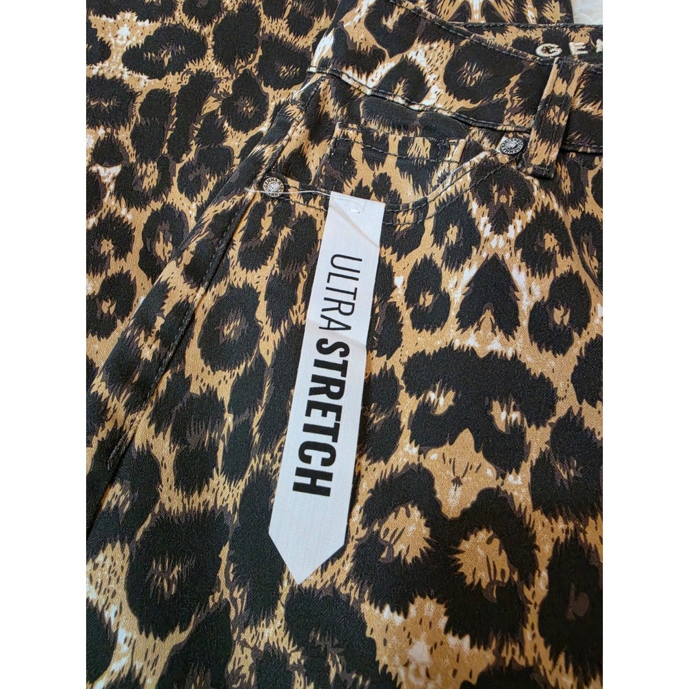 Gemma Rae USA Leopard Print Mid-Rise Wide Leg Jeans NWT Size 00 Ultra Stretch - Picture 4 of 9